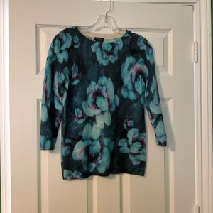Blue floral cashmere sweater, size M